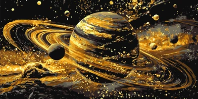 Картина за номерами Космос Сяйво планет з фарбами металік 40x80 см Орігамі (LW5188)