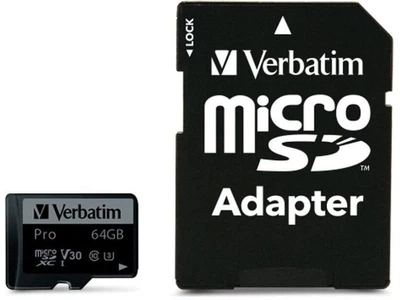 Карта пам'яті Verbatim 64 GB microSDXC UHS-I U3 V30 A2 Class 10 Pro + SD Adapter (47042)