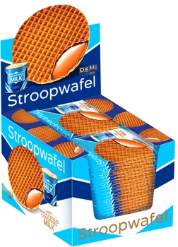 Упаковка вафель Saleks Stroopwafel зі згущеним вареним молоком 33 г х 30 шт (4820280823436)