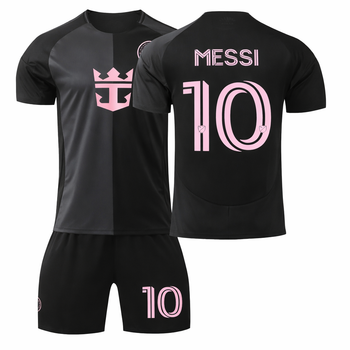 Форма футбольная детская с символикой футбольного клуба INTER MIAMI MESSI 10 гостевая 2026 на 123-128 см. CO-7359 Размер 22 Черный-розовый