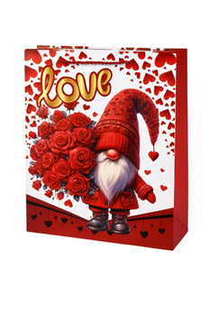 Подарунковий пакет до дня закоханих Love You R98086-M 26х32х10 см Червоний з білим та золотистим