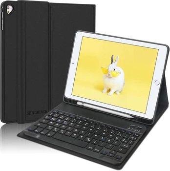 Чехол с клавиатурой SENGBIRCH для iPad 9.7 5/6 поколения Air 1/2 Pro 9.7 Bluetooth QWERTZ магнитный черный