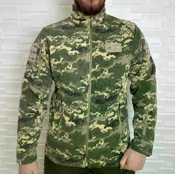 Чоловіча флісова кофта L Flas Polar Піксель з велкро для шевронів та патчів теплий светр для активного відпочинку (VIL-O_33P)