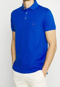 Чоловіча футболка поло Tommy Hilfiger slim fit, стрейч, блакитного кольору, розмір XL