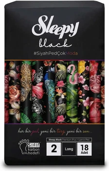 Прокладки гигиенические Sleepy Black Long (280 мм) 6 капель 18 шт.