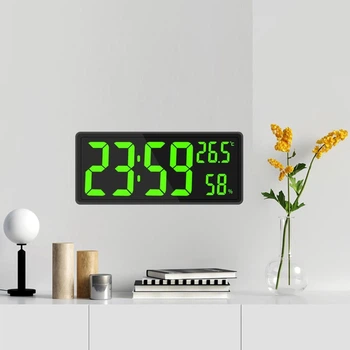 Годинник Deepfox DS-3808L gaosiio LED цифровий електронний настінний/настільний Будильник Дата Температура Вологість 35х15см зелений