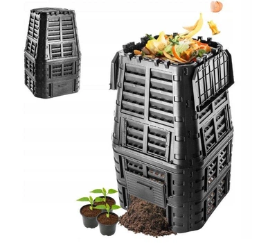 Садовый контейнер для компоста Kadax K3968 1000 л морозостойкий пластиковый компостер Черный
