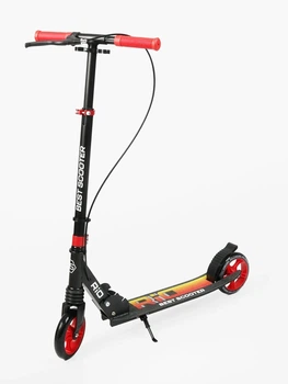 Самокат двухколесный Best Scooter Rio R-960 с амортизатором PU колеса. Black and Red (192804)