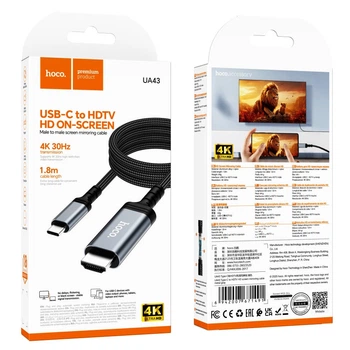 Перехідник Hoco UA43 Type-C to HDTV 4K 30Hz 1.8m Сірий