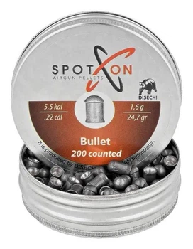 Кулі Spoton Bullet 5.5 мм (1.60 г / 24.7 gr) 200 шт, важкі, для PCP 17-30 Дж, Round Head