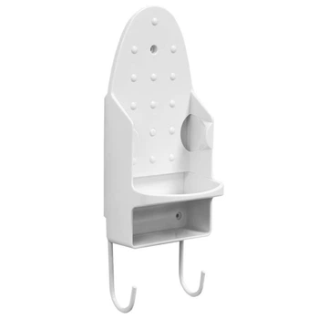 Держатель утюга и доски, Home Basics, Utilit Mount, Белый, настенный с крючками, полка для шнура, экономия