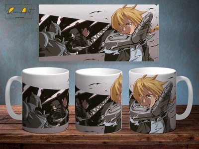 Чашка з принтом Сталевий алхімік Fullmetal Alchemist 330 мм Біла