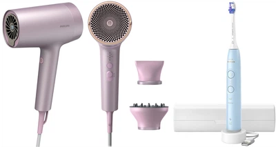 Набір Philips Фен BHD723/10 серії 7000 + Електрична зубна щітка Sonicare HX7406/02 серії 6100