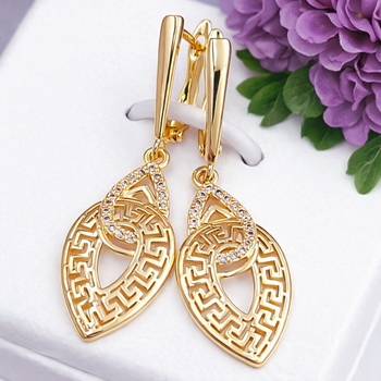 Сережки Xuping Jewelry довжина 4.5см ширина 1.4см медичне золото позолота 18К с1668