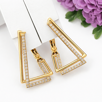Серьги Xuping Jewelry длина 2.2см ширина 1.2см медицинское золото позолота 18К с1670