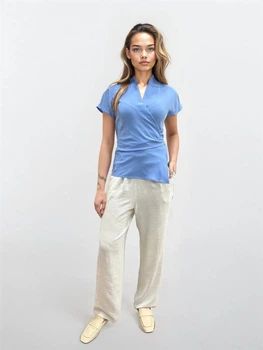 Блуза на запах з крепу Wear me XL/XXL Блакитний (1_25_96_11072)