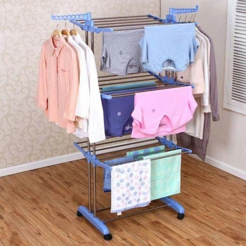 Многоярусная складная сушилка для вещей Garment Rack With Wheels и передвижной напольный держатель для сушки одежды и обуви на колесиках белая