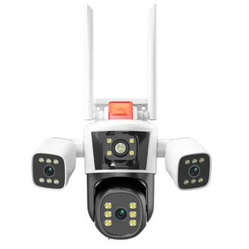 Поворотная погодозащитная IP WiFi камера 3 линзы сирена