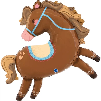 Фольгированный шар Grabo большая фигура Lovely Horse Прекрасная лошадь 37" / 85x88 cm Grabo в упаковке 8463