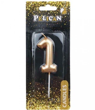 Свічка для торта Pelican "1" 6см золотий 3870