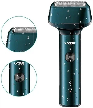Електробритва VGR V-370 чоловіча акумуляторна роторна з LED дисплеєм тримером IPX5 сухе і вологе гоління Li-Ion 600 mAh 70 хв USB зарядка компактна бездротова для подорожей та дому гладке гоління без подразнення
