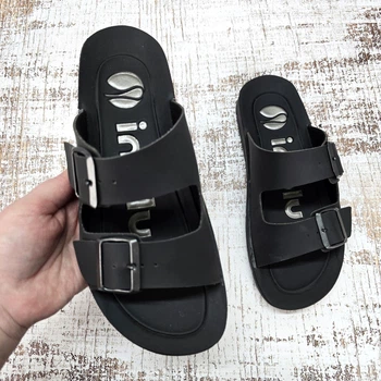 Шлепанцы мужские Inblu черные с пряжками эко-кожа 43р (28,5 см) 6125