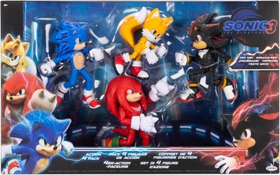 Набор 4 Фигурки Соник 3 The Hedgehog Sonic 3 Movie Action Figures Knuckles Jakks 424104