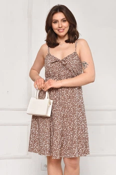 Сарафан жіночий коричневого кольору з принтом Fashion розмір 42 (211978)