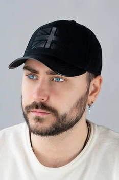 Бейсболка кашемировая Braxton "Royal", козырек экокожа, накатка (6103-1), Черный