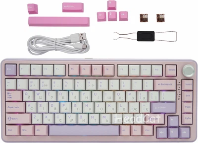 Бездротова механічна клавітура YUNZII B75 PRO Purple 4000mAh, 75%, Hot-Swap, RGB, 2.4GHz/Bluetooth/USB, ENG + UA