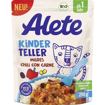 Alete Kinderteller Chili con Carne, с 1 года, органическое, без соли, 250 г