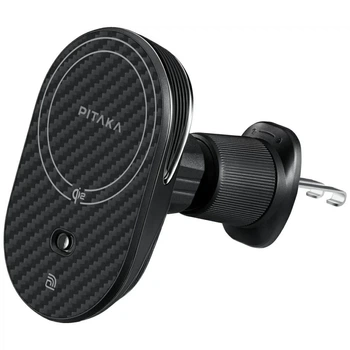 Автотримач з функцією бездротової зарядки Pitaka MagEZ Pro 2 15W Black Grey with MagSafe (CM2402N)