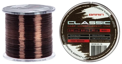 Волосінь коропова Brain Classic Carp Line (dark brown) 600m 0.30mm 20lb 8.8kg