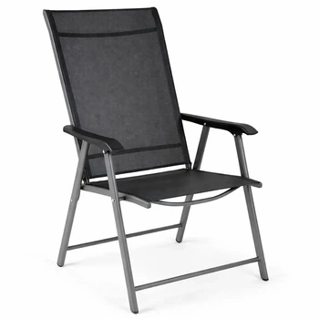 Стул садовый раскладной с текстилена Garden Chair Rimini SC-044 Серый каркас