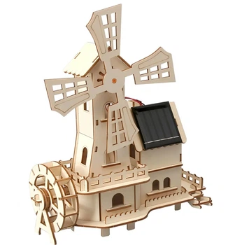 Деревянный 3D конструктор Ветряная мельница на солнечной батарее TAKARA TOMY
