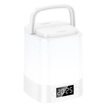 Лампа-ночник с часами HOCO HX15 Smart clock night light (1200mAh, 7h). White