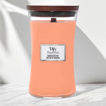 Свеча с персиком, мёдом и манго Woodwick Large Manuka Nectar 609 г