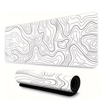 Килимок для миші 900х400х2 мм. White Contour, белый с линиями, из ткани и резины, Control-поверхность, прошитые края