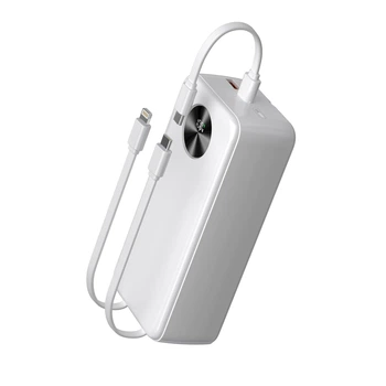 Повербанк TEG Bengmax білий 30000 mAh 22.5W зі вбудованими кабелями Type-C та Lightning (80-165-8094-01)