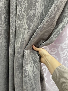 Готова штора 1,40 х 2,30 м мармур сірий софт/котон 2.30