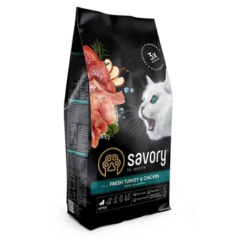 Сухой корм Savory Cat Kitten Chicken with Fresh Turkey and Chicken для котят с индейкой и курицей 2 кг (30143)