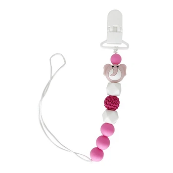 Ланцюжок для пустушки "Слон" Mega Zayka MGZ-0508(Pink) силіконовий
