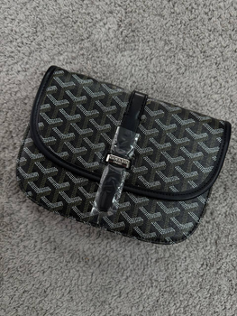 Чоловіча сумка Goyard екошкіра 21 × 15 см Чорна (LUX1270)