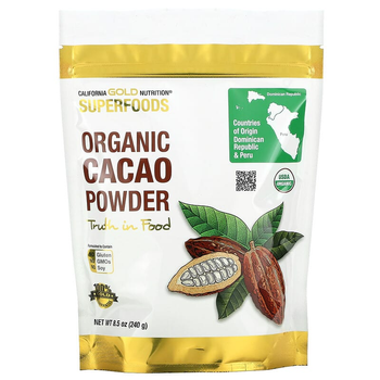 Органический какао-порошок California Gold Nutrition (Organic cacao powder) 240 г CGN01214