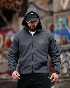 Мужская демисезонная ветровка Stone Island XL серая (95365)
