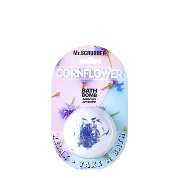 Бомбочка для ванны Mr.SCRUBBER Bath Bomb Cornflower с цветами василька для очищения кожи и снятия усталости 200 г