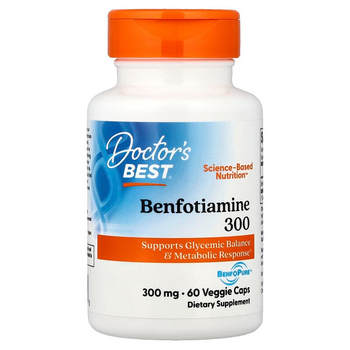 Бенфотиамин Doctor's Best "Benfotiamine with BenfoPure" биодоступная форма витамина В1, 300 мг (60 капсул)