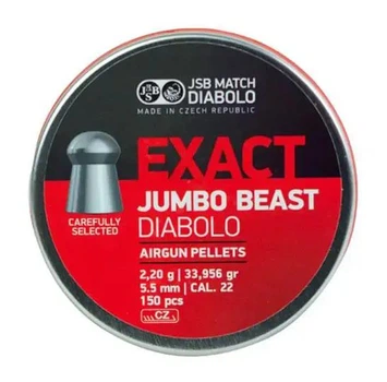 Кулі JSB Exact Jumbo Beast 5.52 мм (2.2 г) 150 шт, надважкі, для потужної PCP та FAC, довгі дистанції