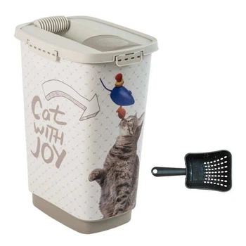 Контейнер для хранения сухого корма котов и собак (капучино) Rotho MyPet Food Box Cody 50 л + Scoop (7610859183200)