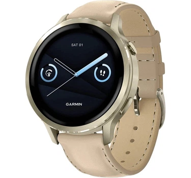 Смарт-годинник Garmin Venu 4 - 41 mm, Lunar Gold with Bone Silicone Band and Light Sand Leather Band (010-03013-03)